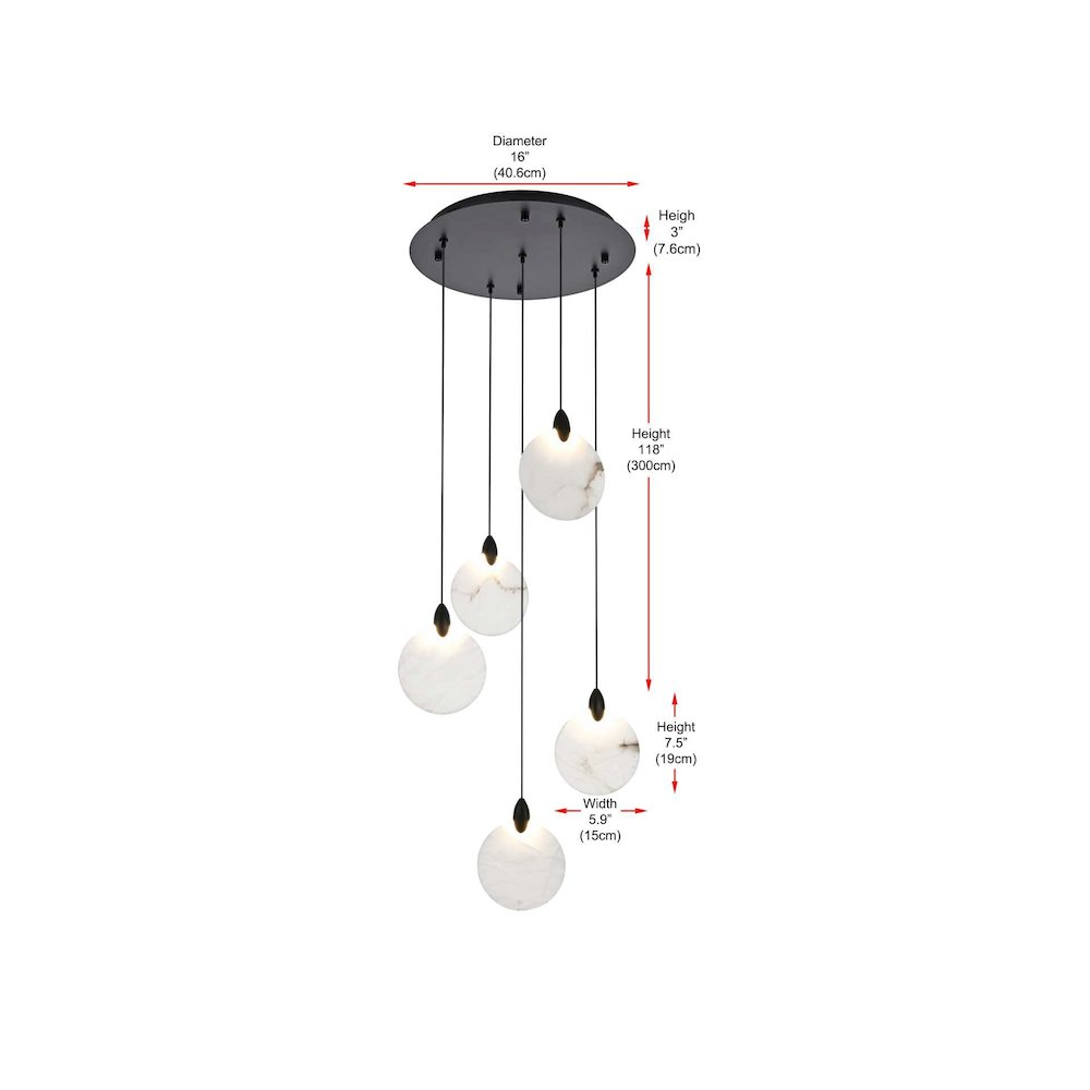 Avery 16 inch Alabaster Pendant in Black