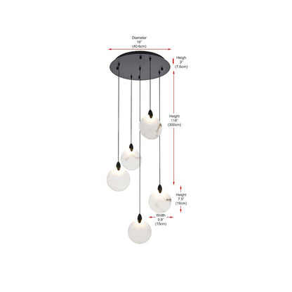 Avery 16 inch Alabaster Pendant in Black