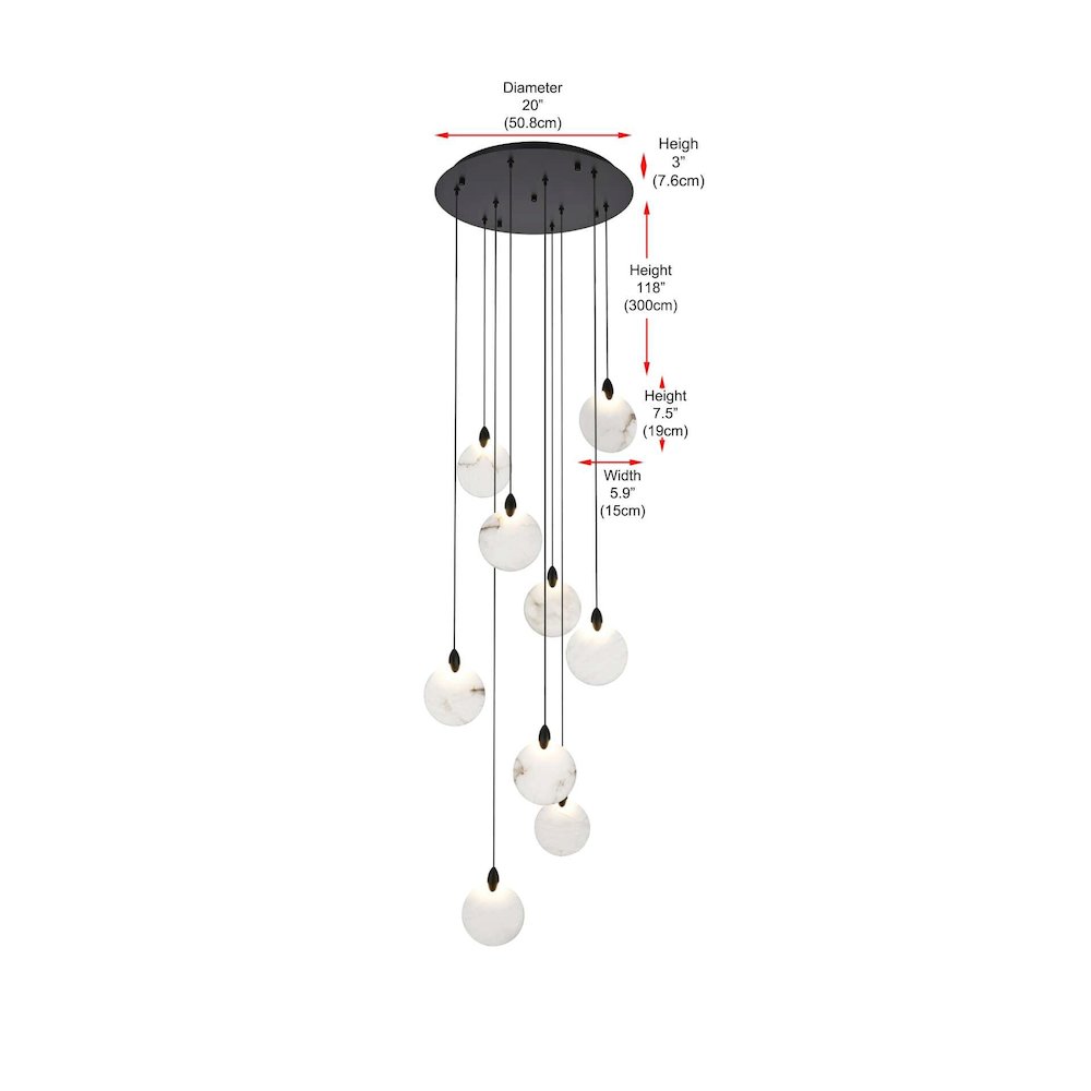 Avery 20 inch Alabaster Pendant in Black