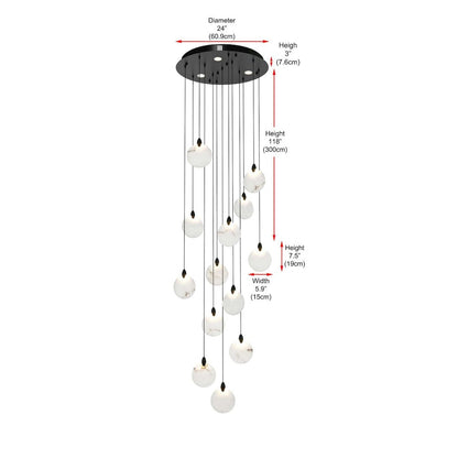 Avery 24 inch Alabaster Pendant in Black