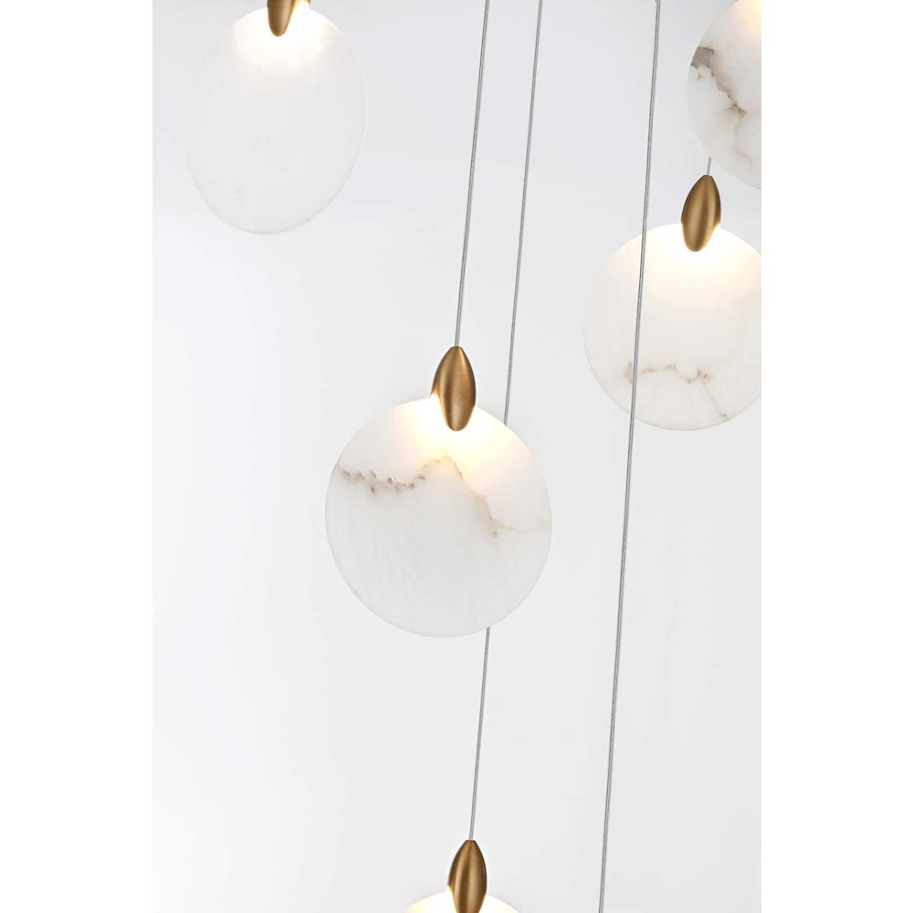 Avery 28 inch Alabaster Pendant in Satin Gold