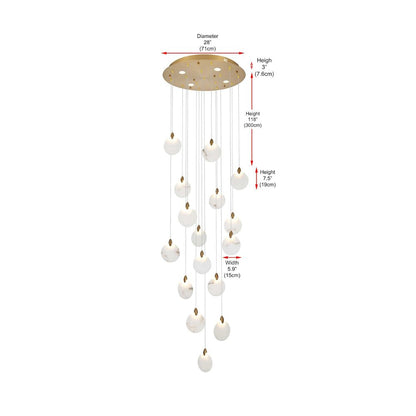 Avery 28 inch Alabaster Pendant in Satin Gold