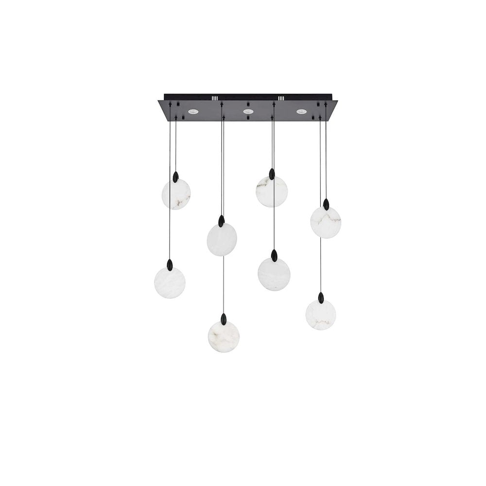 Avery 36 inch Rectangle Alabaster Pendant in Black