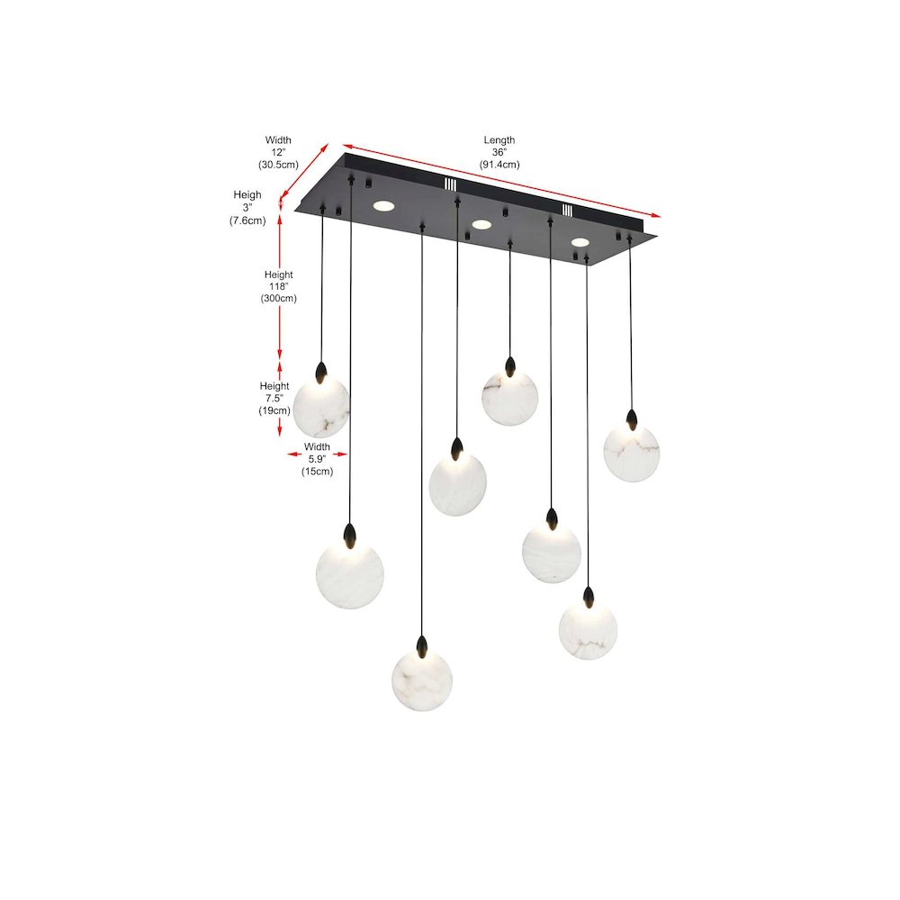 Avery 36 inch Rectangle Alabaster Pendant in Black