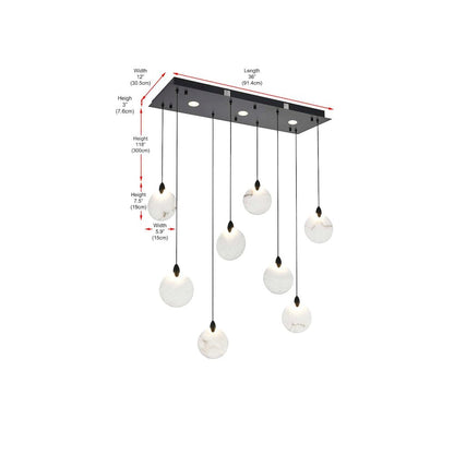 Avery 36 inch Rectangle Alabaster Pendant in Black
