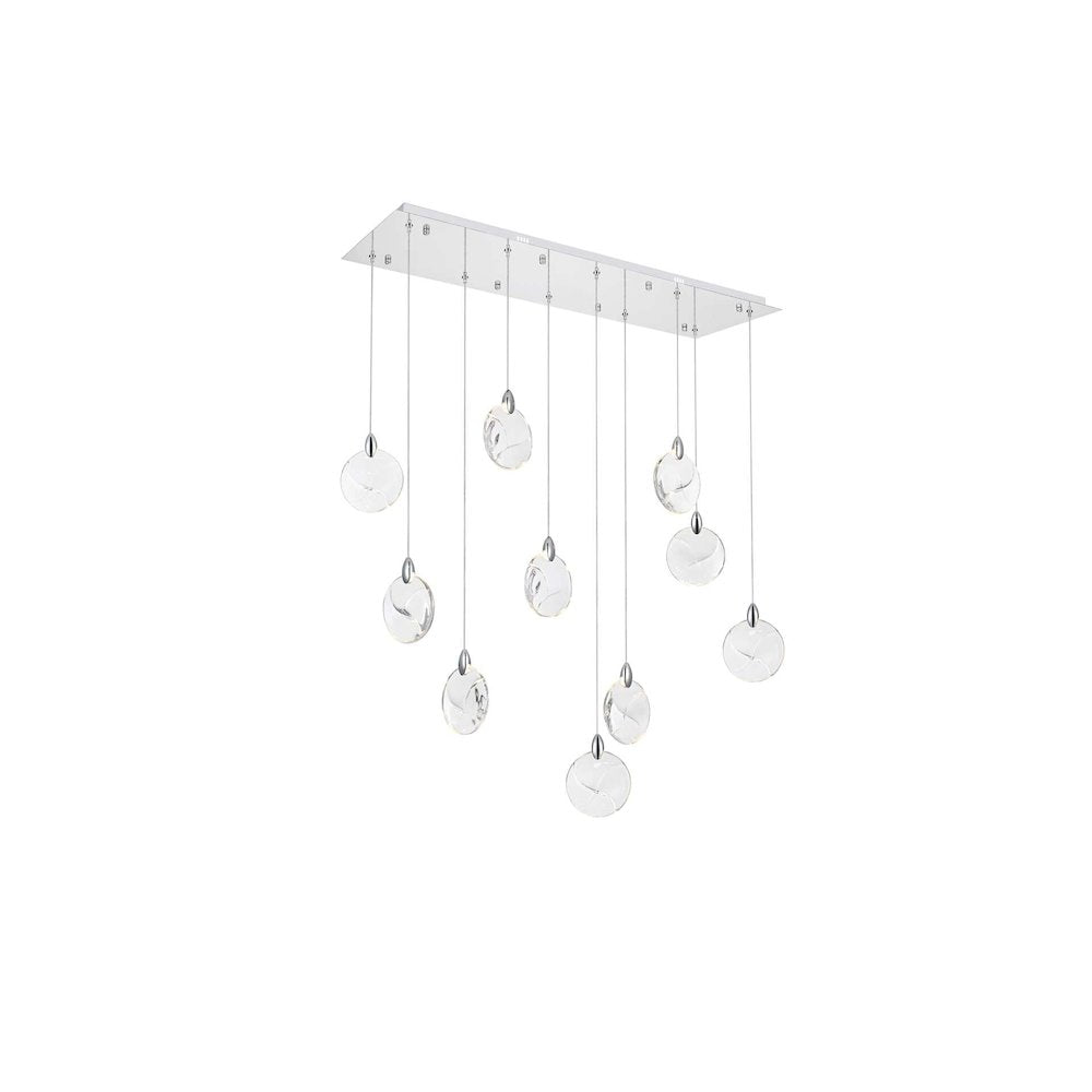 Avery 42 inch Rectangle Crystal Pendant in Chrome