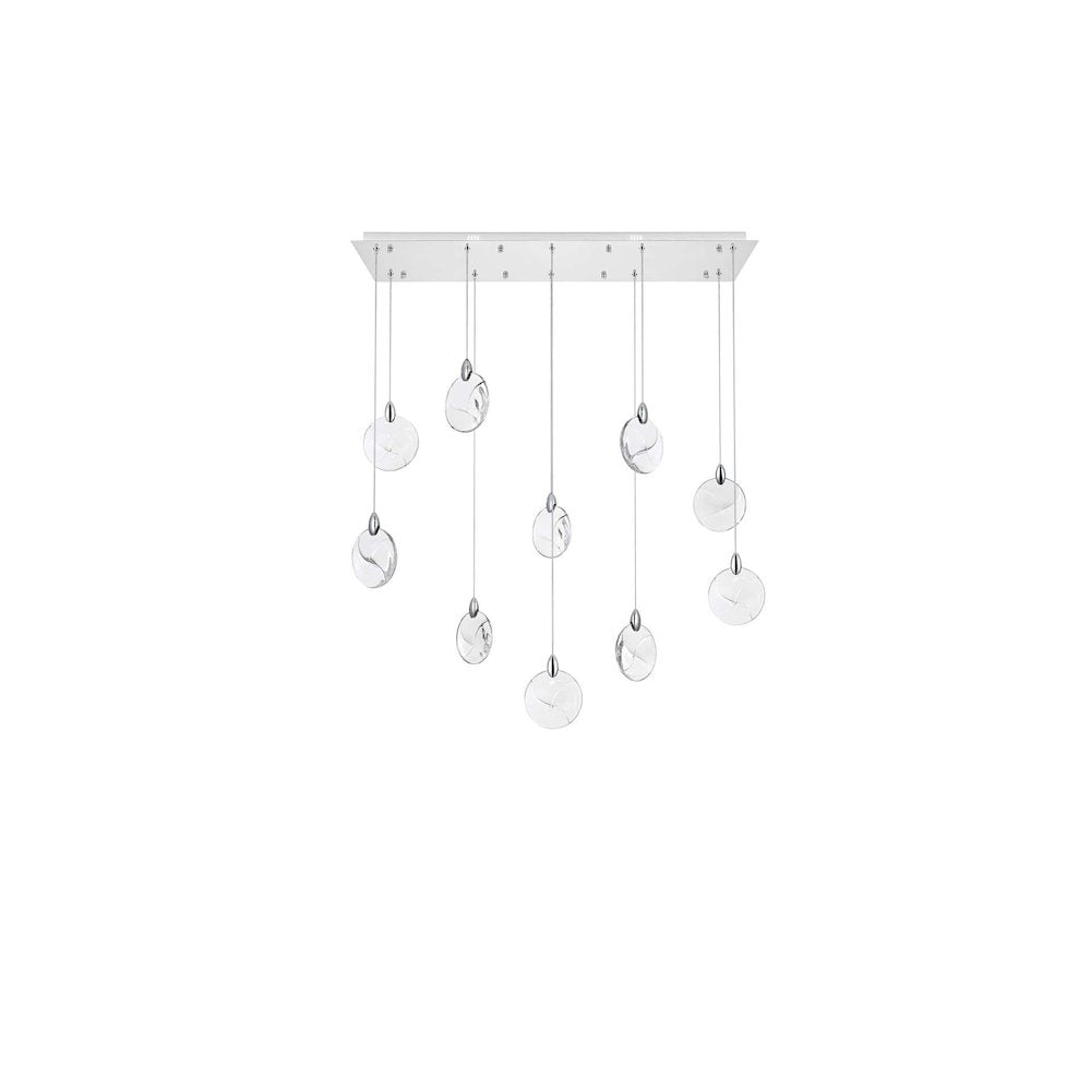 Avery 42 inch Rectangle Crystal Pendant in Chrome