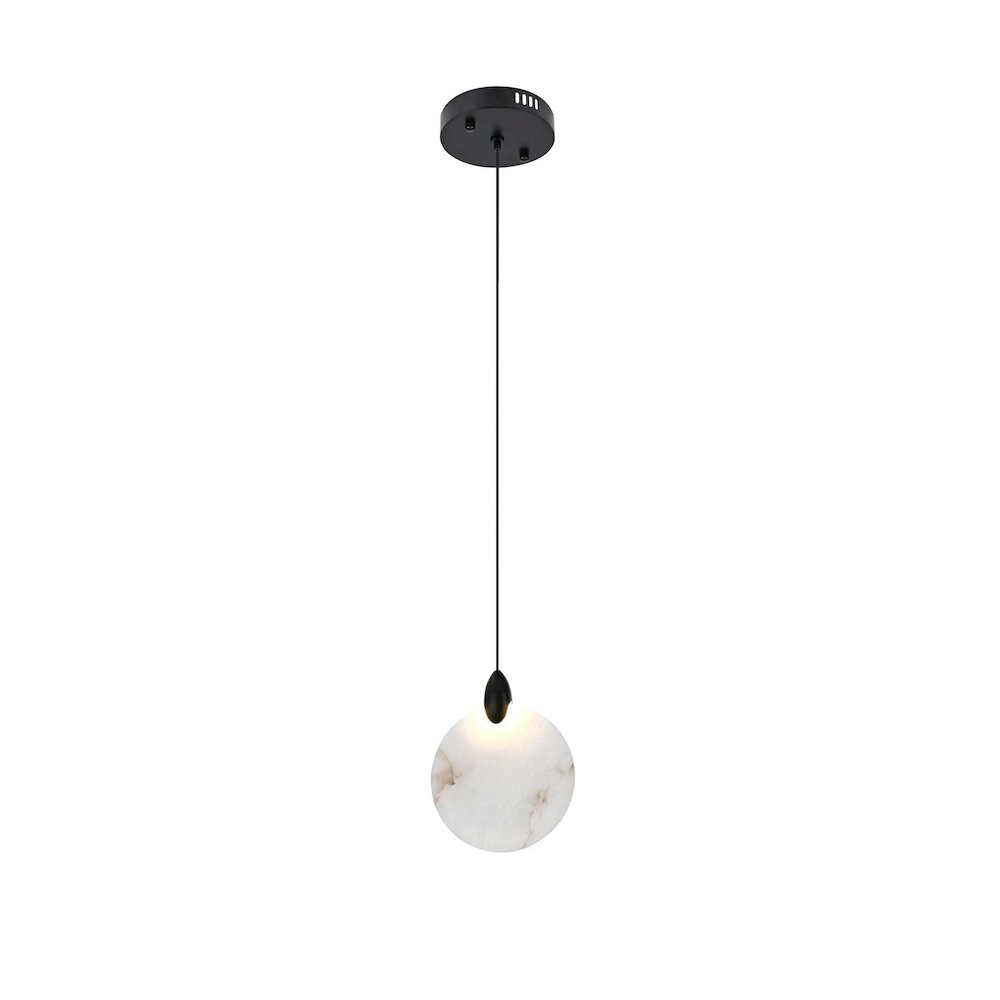 Avery 6 inch Alabaster Pendant in Black