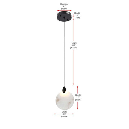 Avery 6 inch Alabaster Pendant in Black