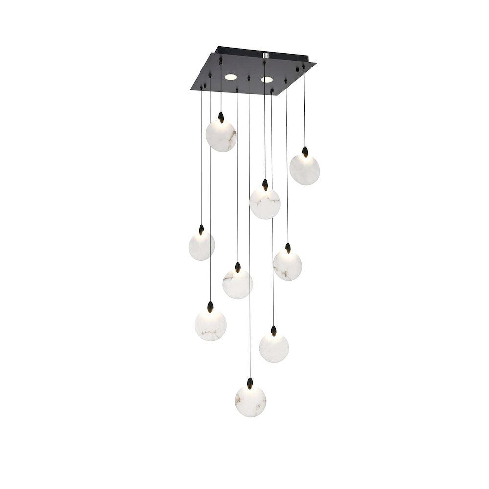 Avery 20 inch Square Alabaster Pendant in Black