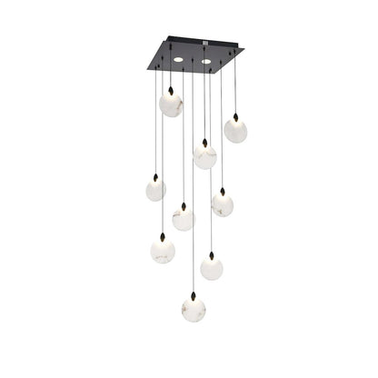 Avery 20 inch Square Alabaster Pendant in Black