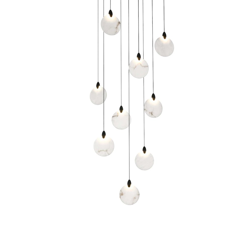 Avery 20 inch Square Alabaster Pendant in Black