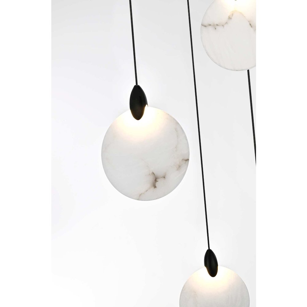 Avery 20 inch Square Alabaster Pendant in Black