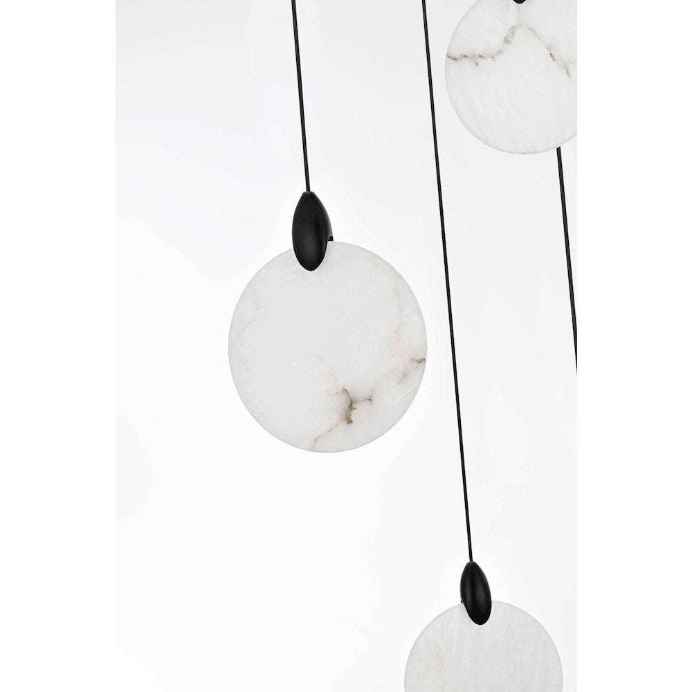 Avery 20 inch Square Alabaster Pendant in Black