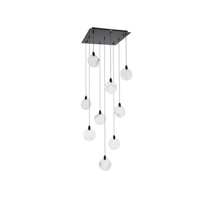Avery 20 inch Square Alabaster Pendant in Black