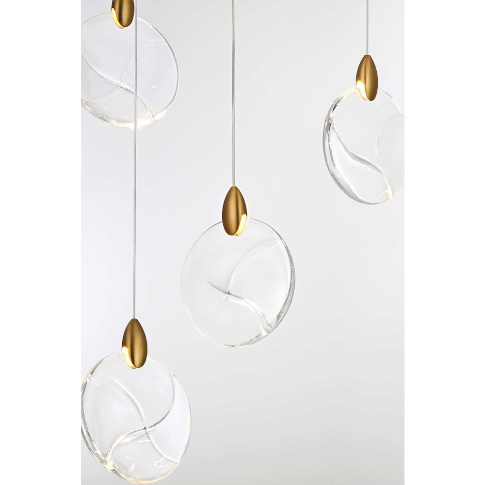 Avery 20 inch Square Crystal Pendant in Satin Gold