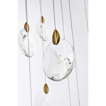 Avery 20 inch Square Crystal Pendant in Satin Gold