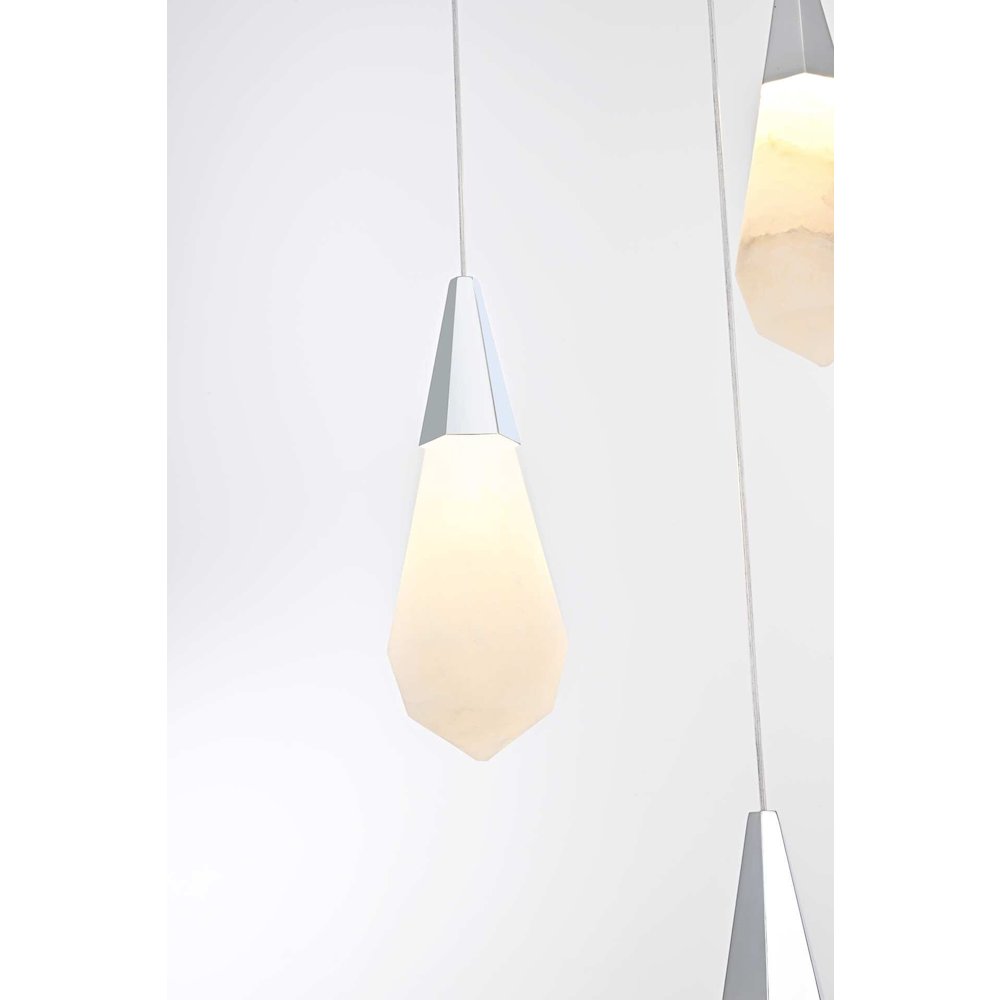 Amora 16 inch Round Alabaster Pendant in Chrome