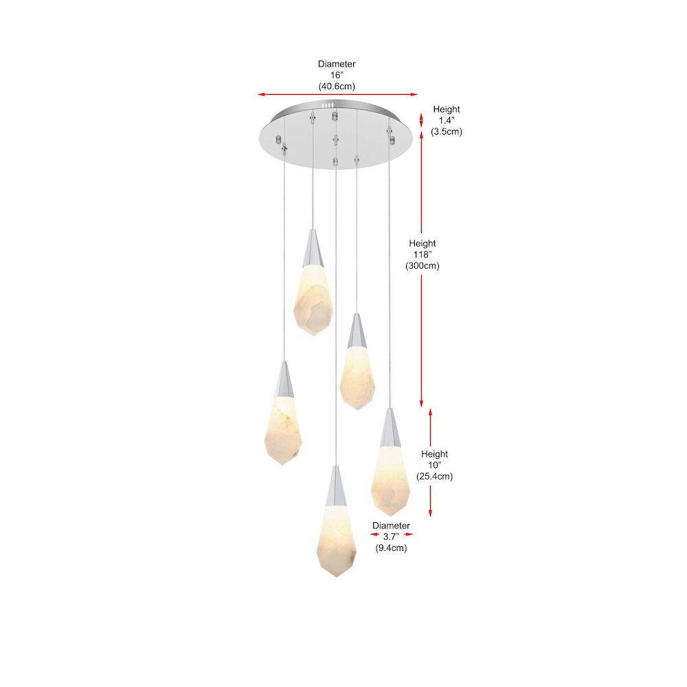 Amora 16 inch Round Alabaster Pendant in Chrome