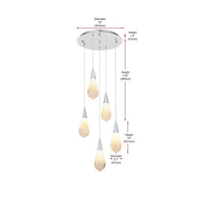 Amora 16 inch Round Alabaster Pendant in Chrome