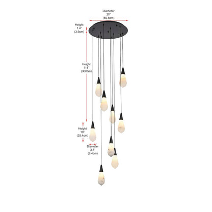 Amora 20 inch Round Alabaster Pendant in Black