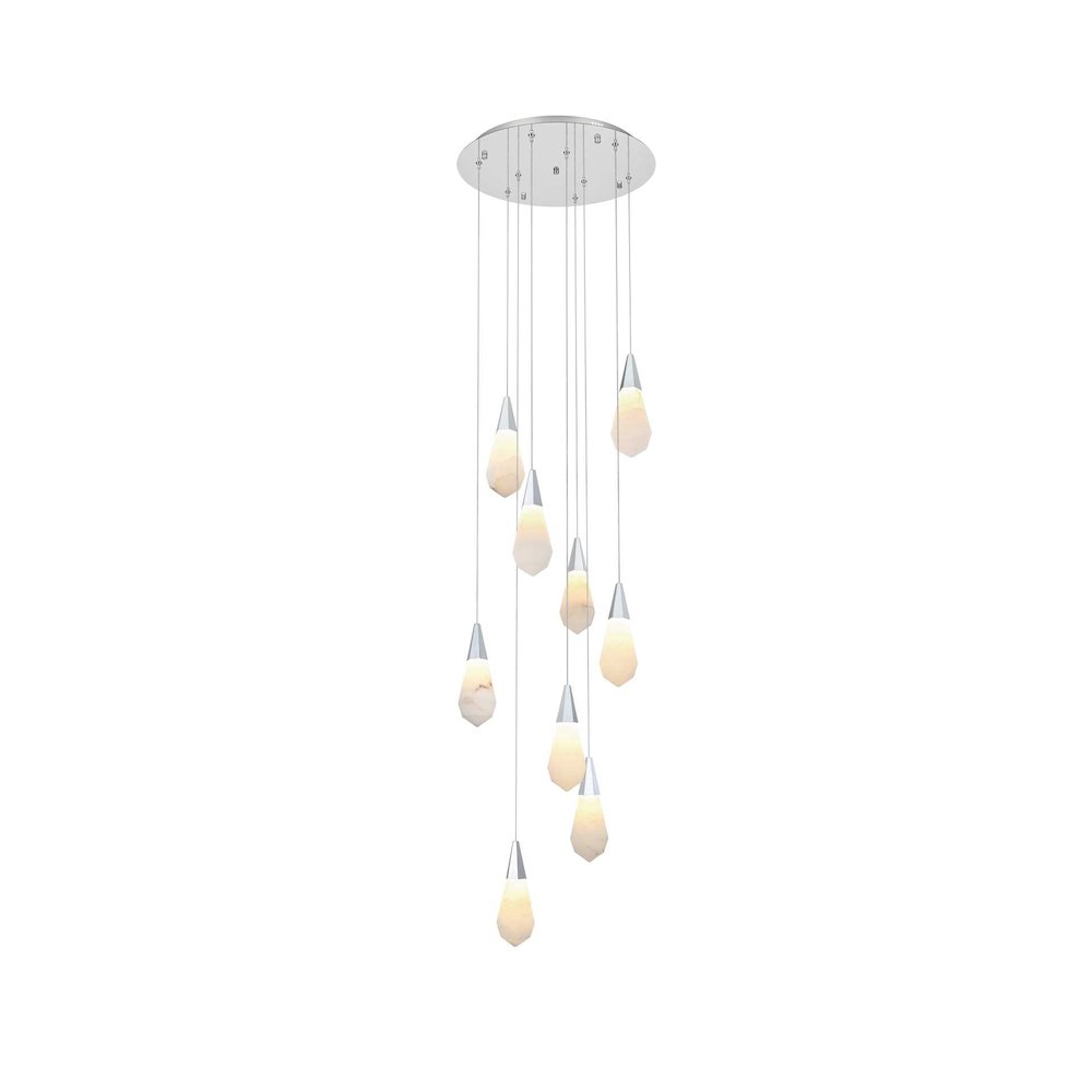 Amora 20 inch Round Alabaster Pendant in Chrome