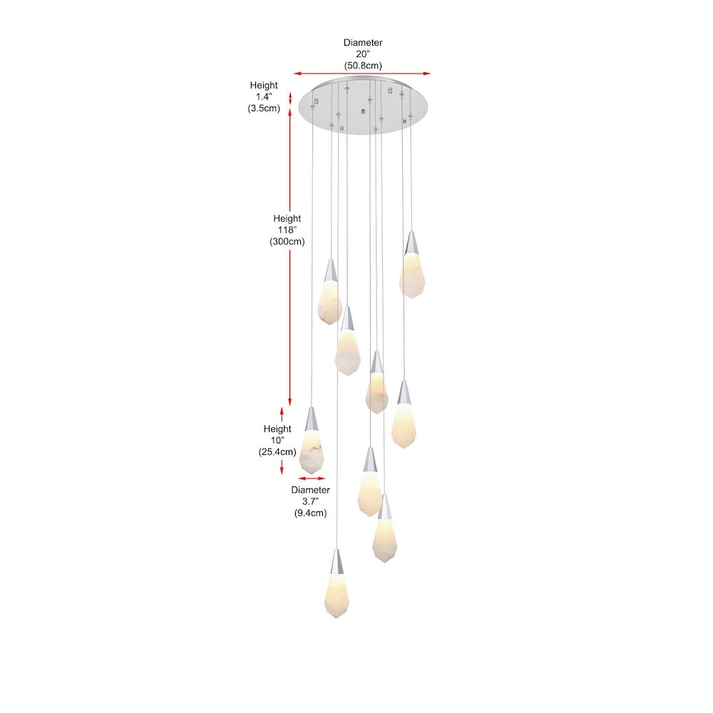 Amora 20 inch Round Alabaster Pendant in Chrome