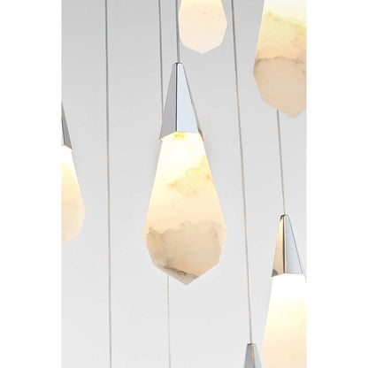 Amora 24 inch Round Alabaster Pendant in Chrome