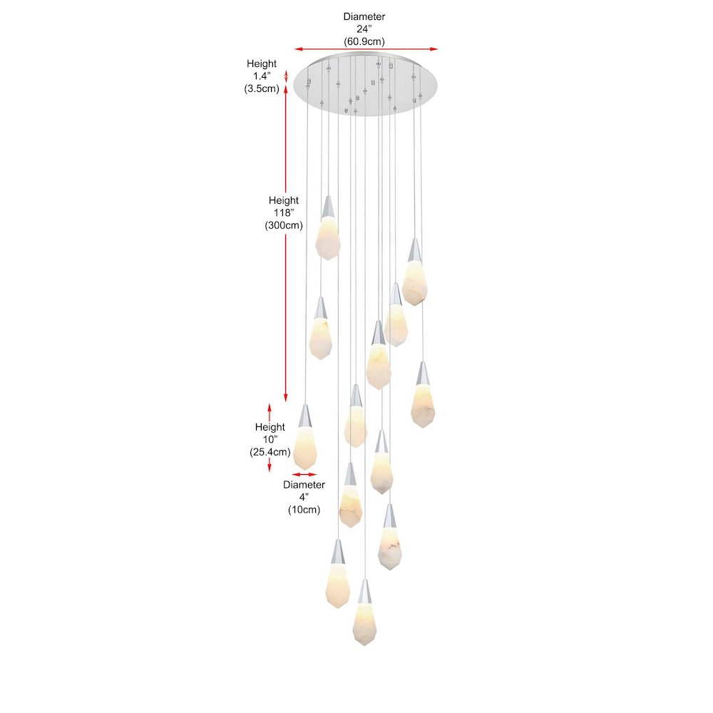Amora 24 inch Round Alabaster Pendant in Chrome