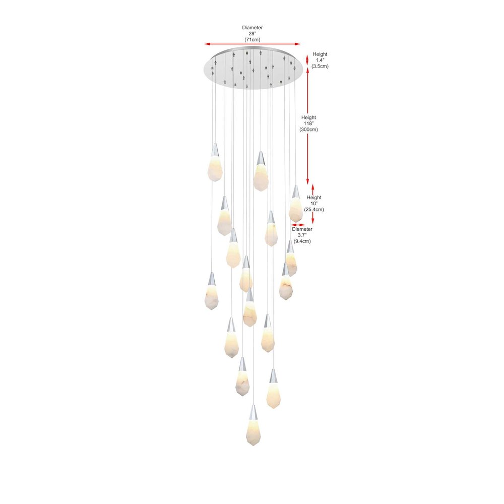 Amora 28 inch Round Alabaster Pendant in Chrome