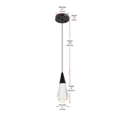 Amora 5 inch Crystal Pendant in Black