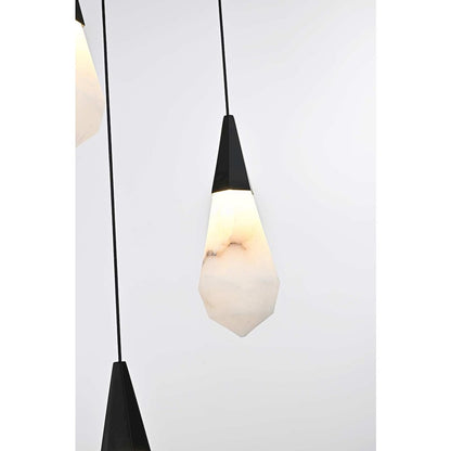 Amora 20 inch Square Alabaster Pendant in Black