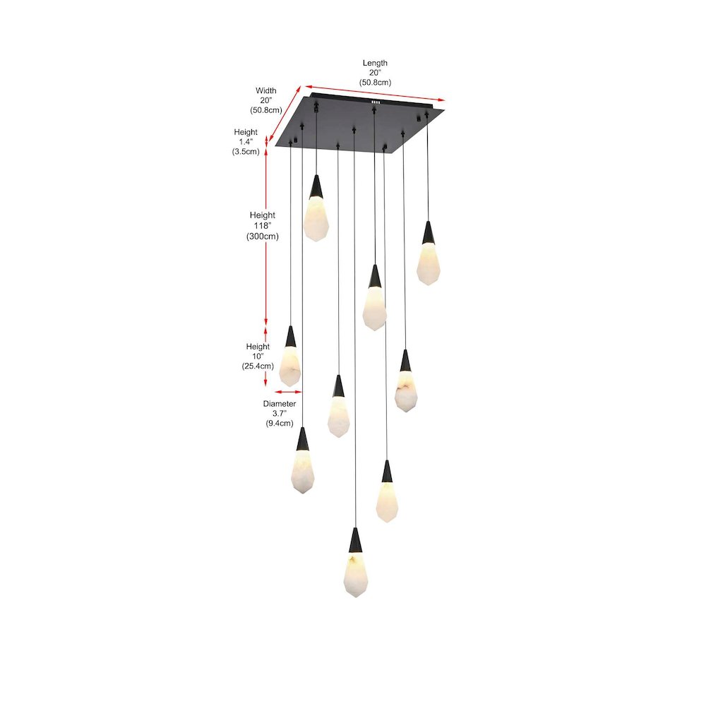 Amora 20 inch Square Alabaster Pendant in Black