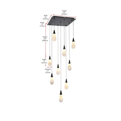 Amora 20 inch Square Alabaster Pendant in Black
