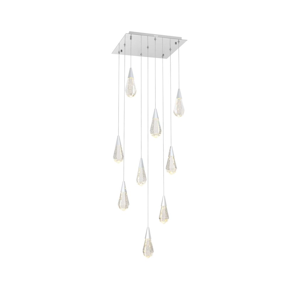 Amora 20 inch Square Crystal Pendant in Chrome