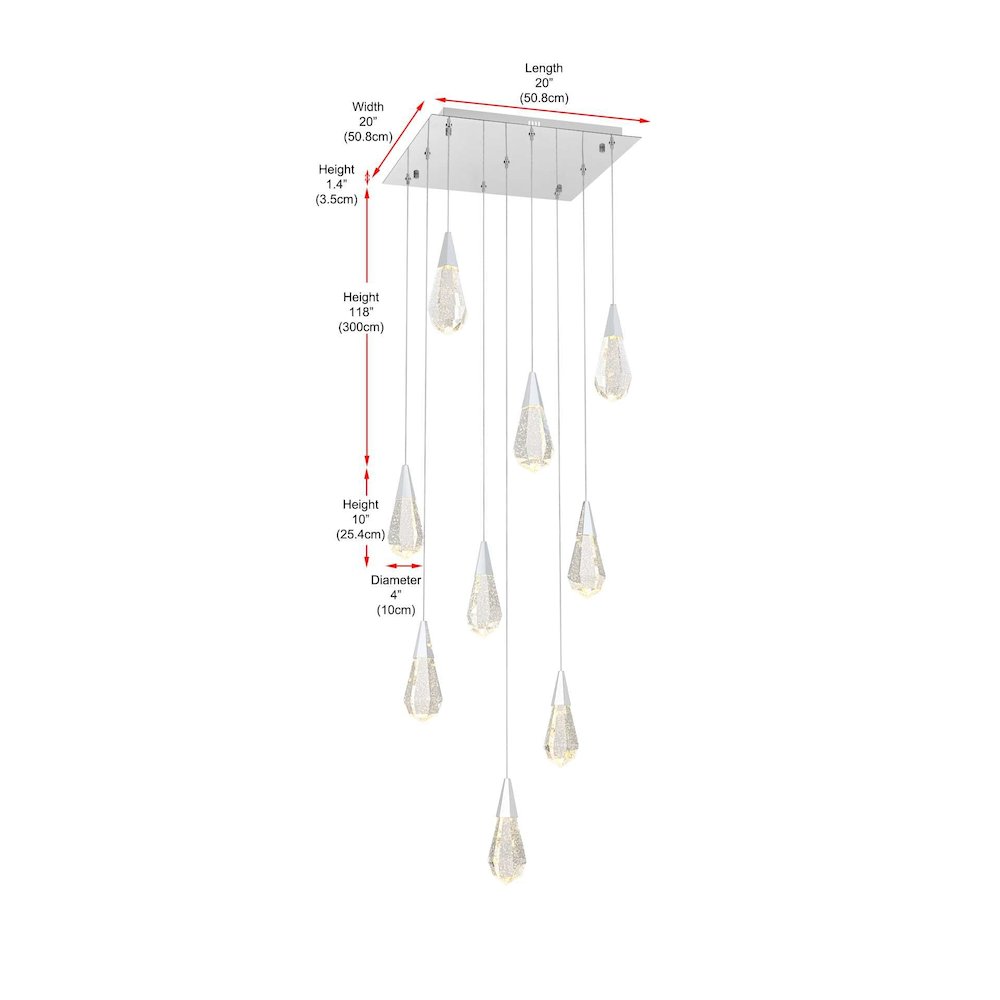 Amora 20 inch Square Crystal Pendant in Chrome