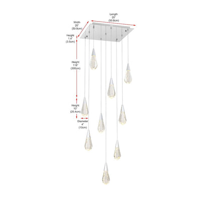 Amora 20 inch Square Crystal Pendant in Chrome