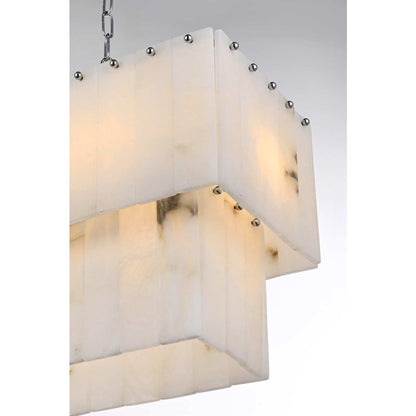 Georgina 36 inch Alabaster Chandelier in Chrome