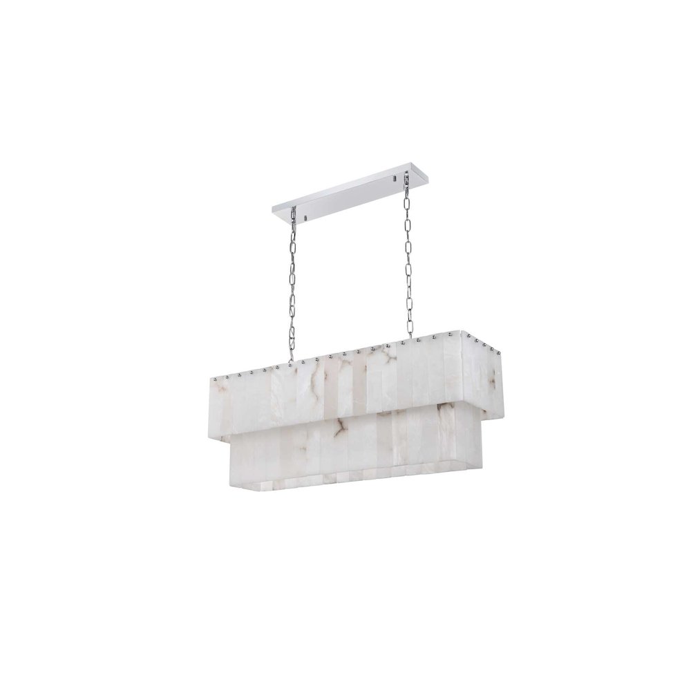 Georgina 36 inch Alabaster Chandelier in Chrome