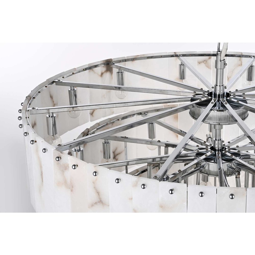 Georgina 40 inch Alabaster Chandelier in Chrome