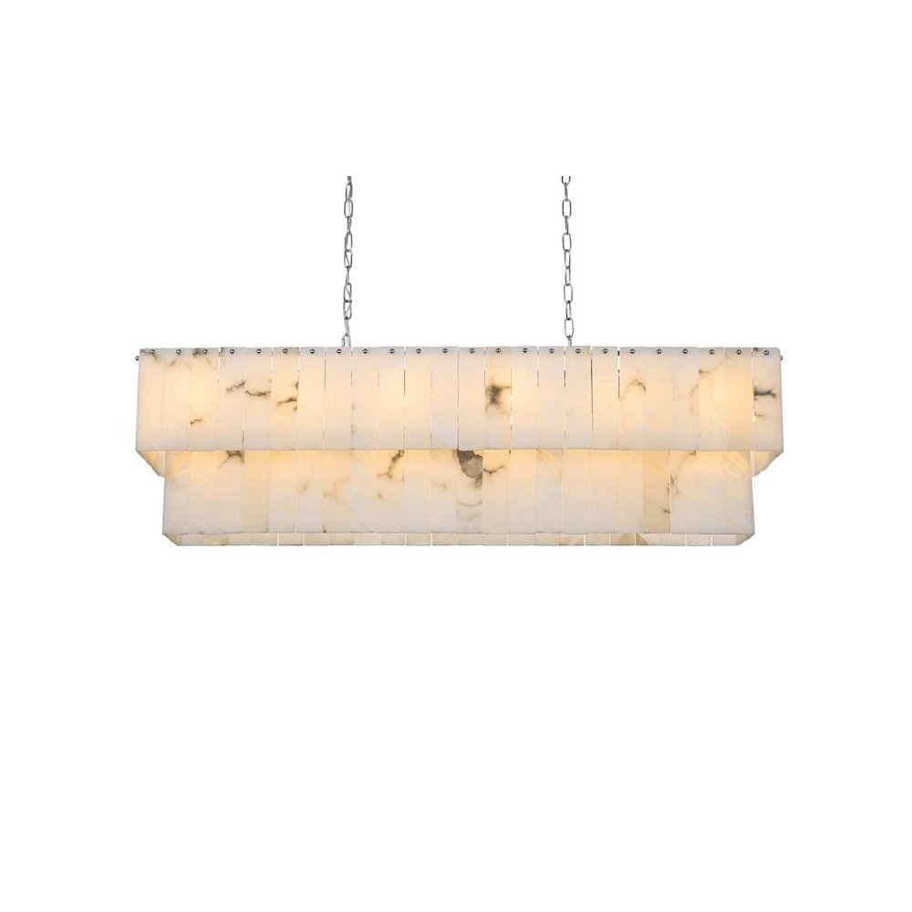 Georgina 48 inch Alabaster Chandelier in Chrome