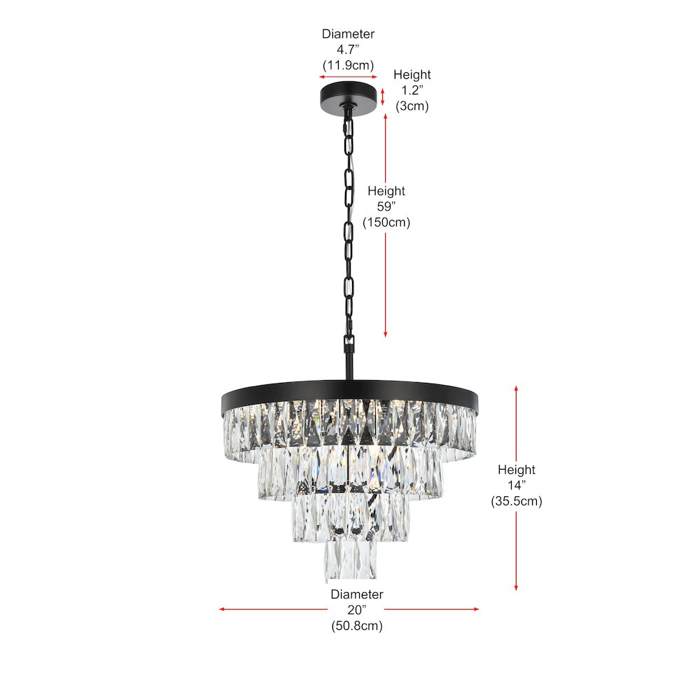 Josephine 20 Inch Round Chandelier In Black