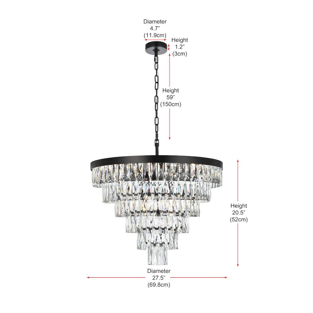 Josephine 27 Inch Round Chandelier In Black