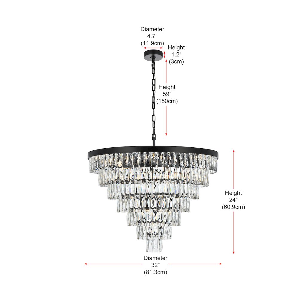 Josephine 32 Inch Round Chandelier In Black