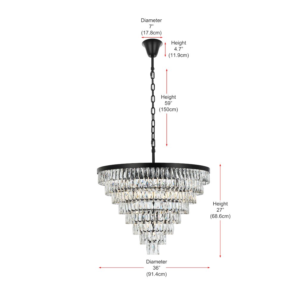 Josephine 36 Inch Round Chandelier In Black