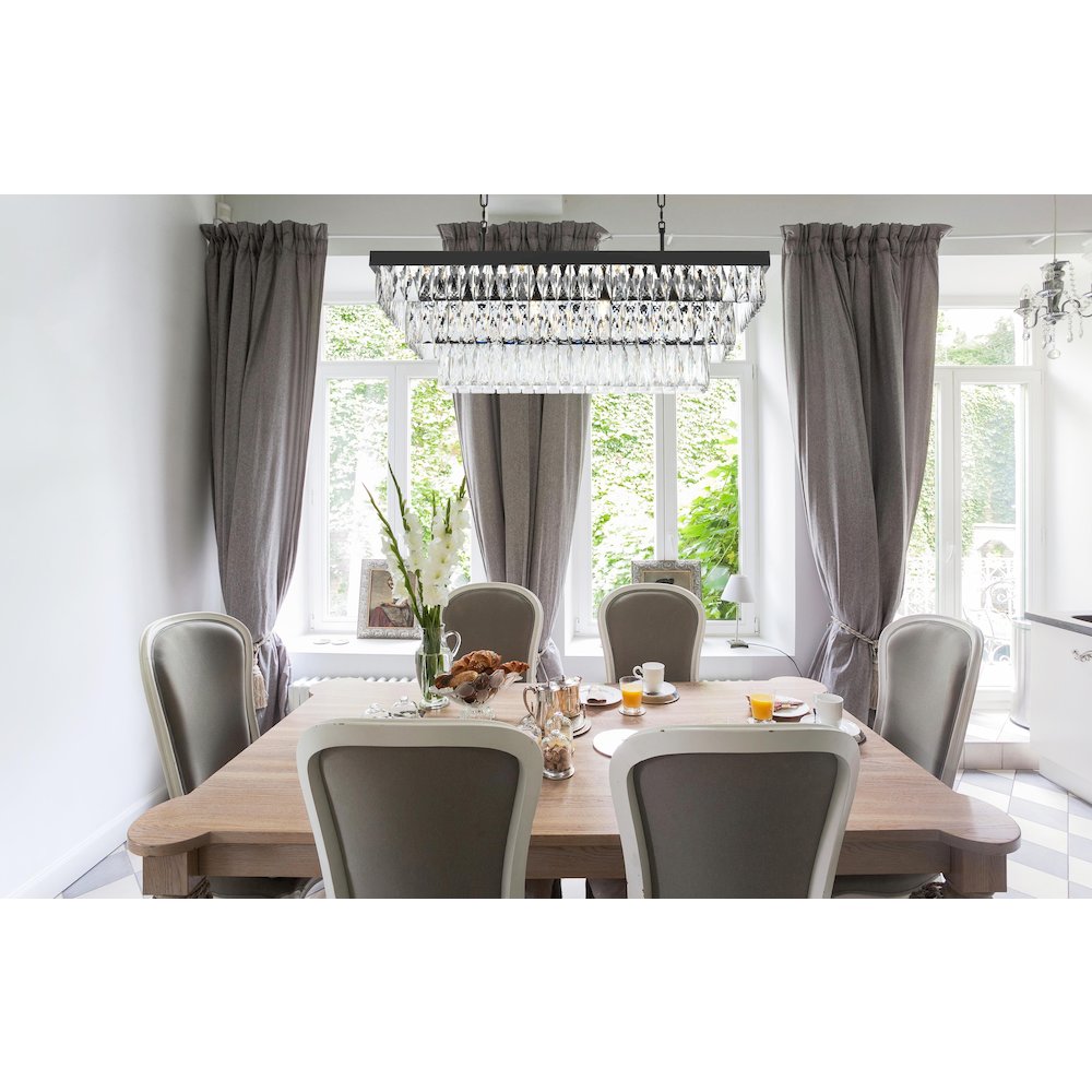 Josephine 36 Inch Rectangular Rectangular Chandelier In Black