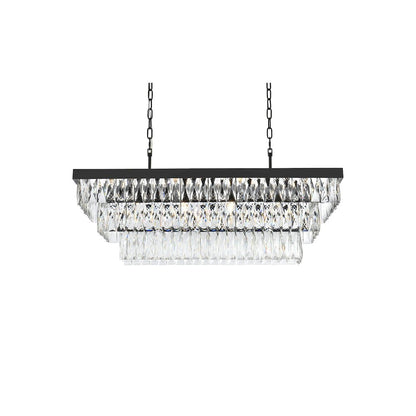Josephine 36 Inch Rectangular Rectangular Chandelier In Black