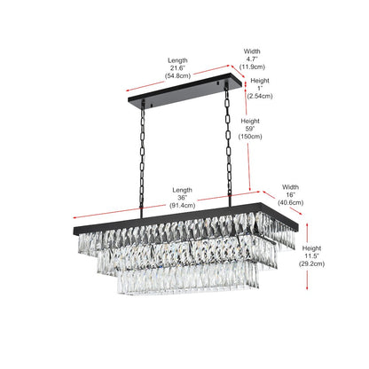 Josephine 36 Inch Rectangular Rectangular Chandelier In Black