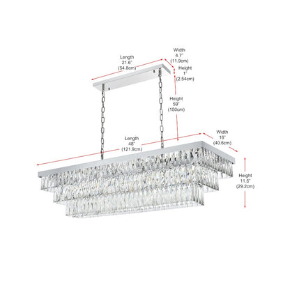 Josephine 48 Inch Rectangular Chandelier In Chrome