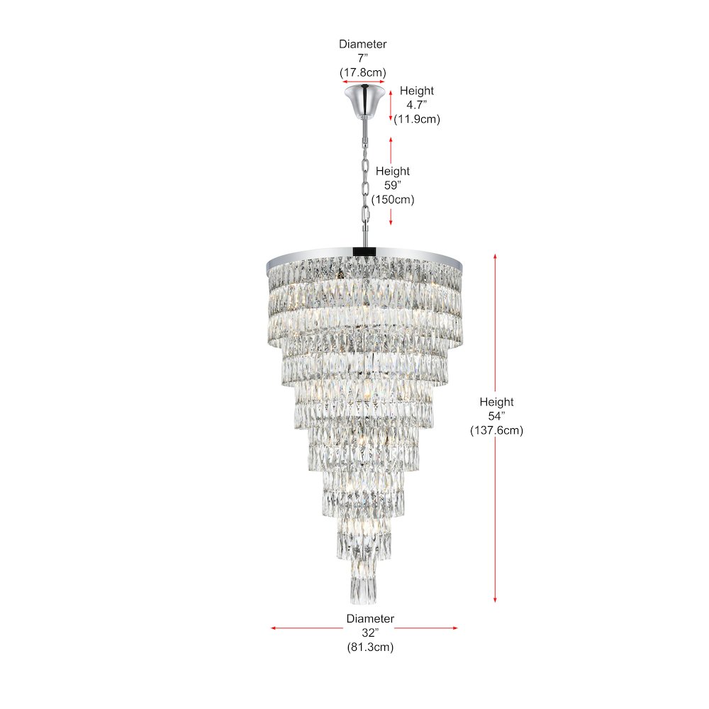 Josephine 32 Inch Rectangular Chandelier In Chrome